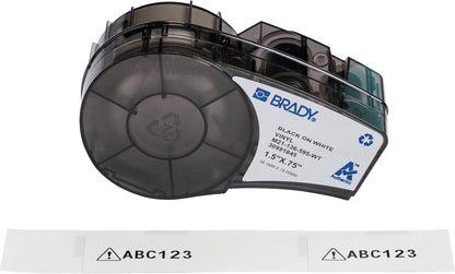 Brady Authentic (M21-500-595-WT) All-Weather Vinyl Label for Indoor/Outdoor ID, Lab and Equipment Labeling, Black on White- For M210, M210-LAB, M211, BMP21-PLUS and BMP21-LAB Printers, .5" W 21' L
