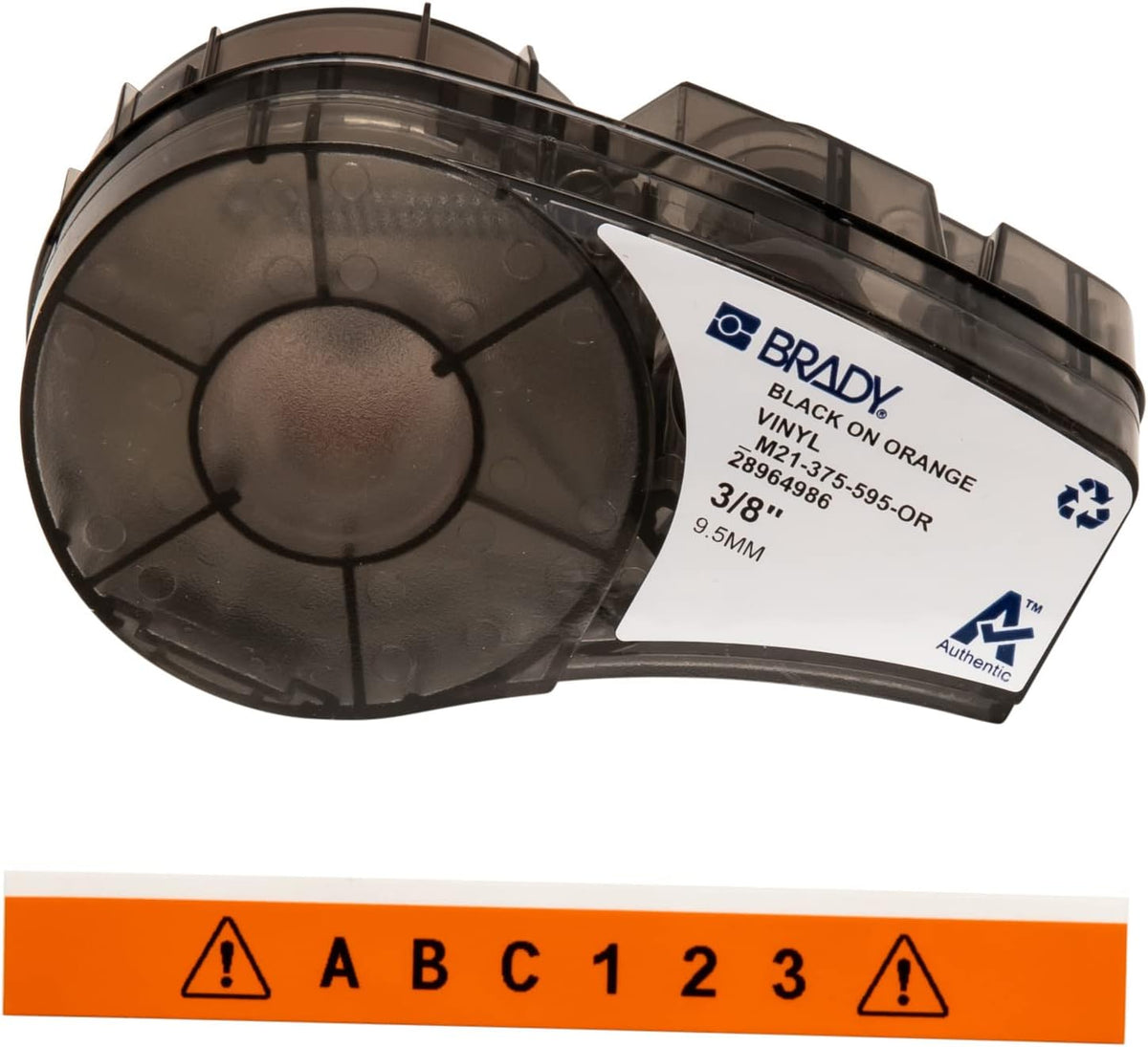 Brady Authentic (M21-500-595-WT) All-Weather Vinyl Label for Indoor/Outdoor ID, Lab and Equipment Labeling, Black on White- For M210, M210-LAB, M211, BMP21-PLUS and BMP21-LAB Printers, .5" W 21' L