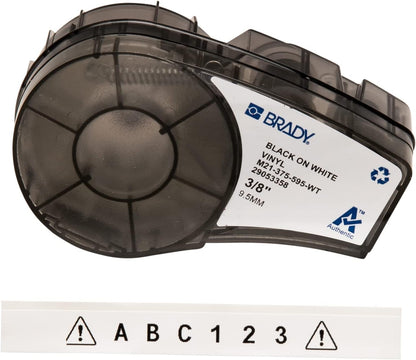 Brady Authentic (M21-500-595-WT) All-Weather Vinyl Label for Indoor/Outdoor ID, Lab and Equipment Labeling, Black on White- For M210, M210-LAB, M211, BMP21-PLUS and BMP21-LAB Printers, .5" W 21' L