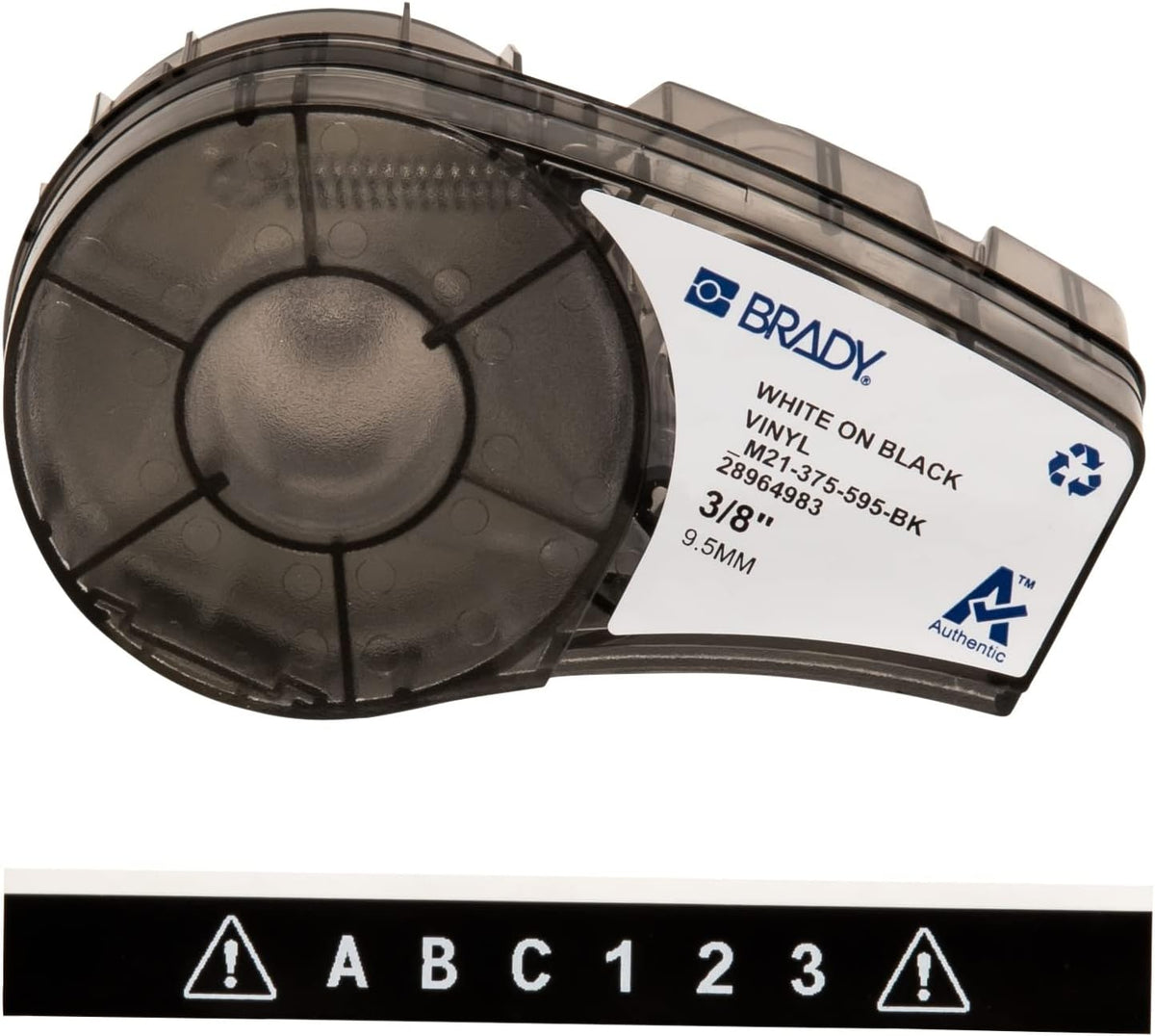 Brady Authentic (M21-500-595-WT) All-Weather Vinyl Label for Indoor/Outdoor ID, Lab and Equipment Labeling, Black on White- For M210, M210-LAB, M211, BMP21-PLUS and BMP21-LAB Printers, .5" W 21' L