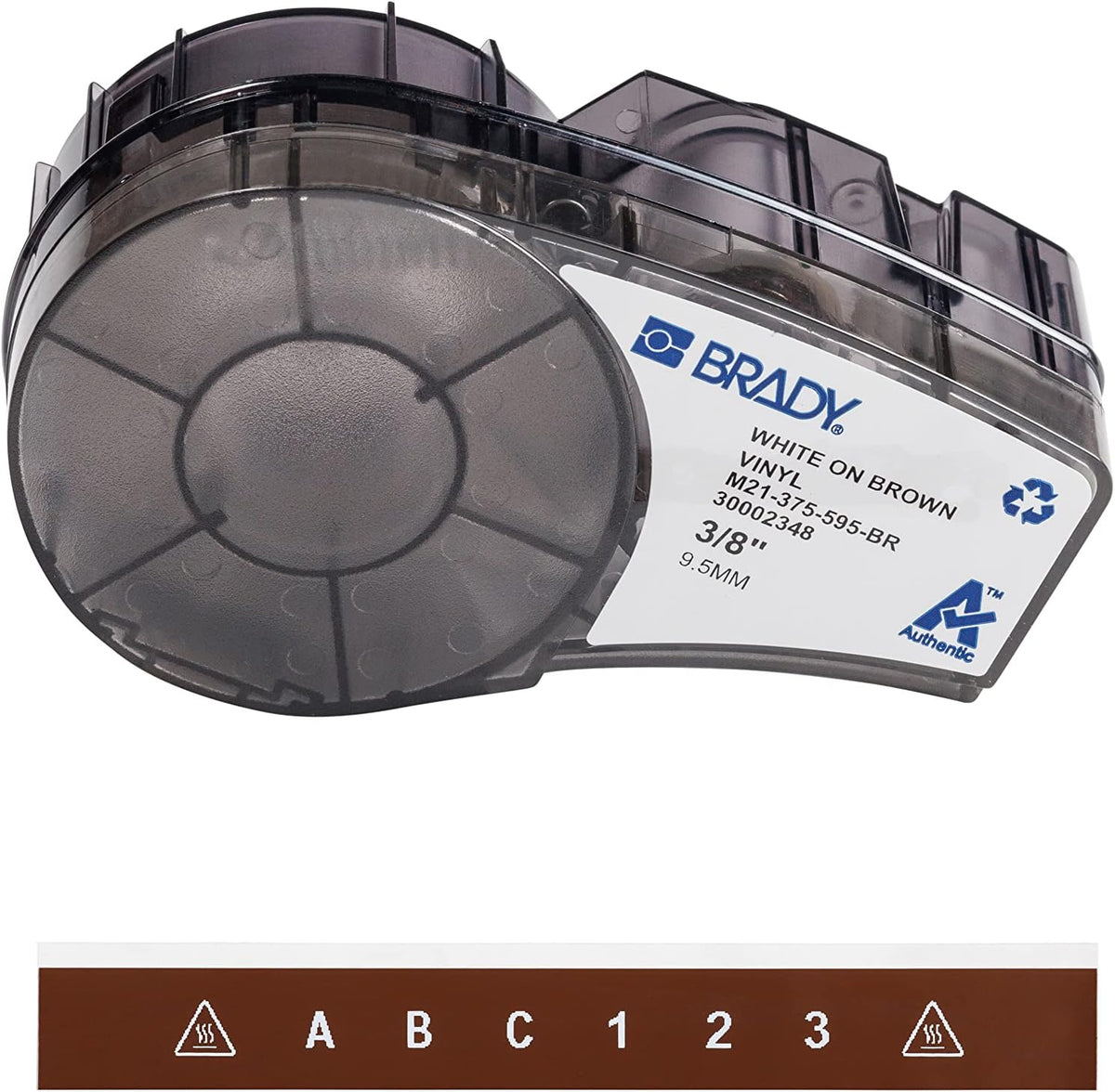 Brady Authentic (M21-500-595-WT) All-Weather Vinyl Label for Indoor/Outdoor ID, Lab and Equipment Labeling, Black on White- For M210, M210-LAB, M211, BMP21-PLUS and BMP21-LAB Printers, .5" W 21' L