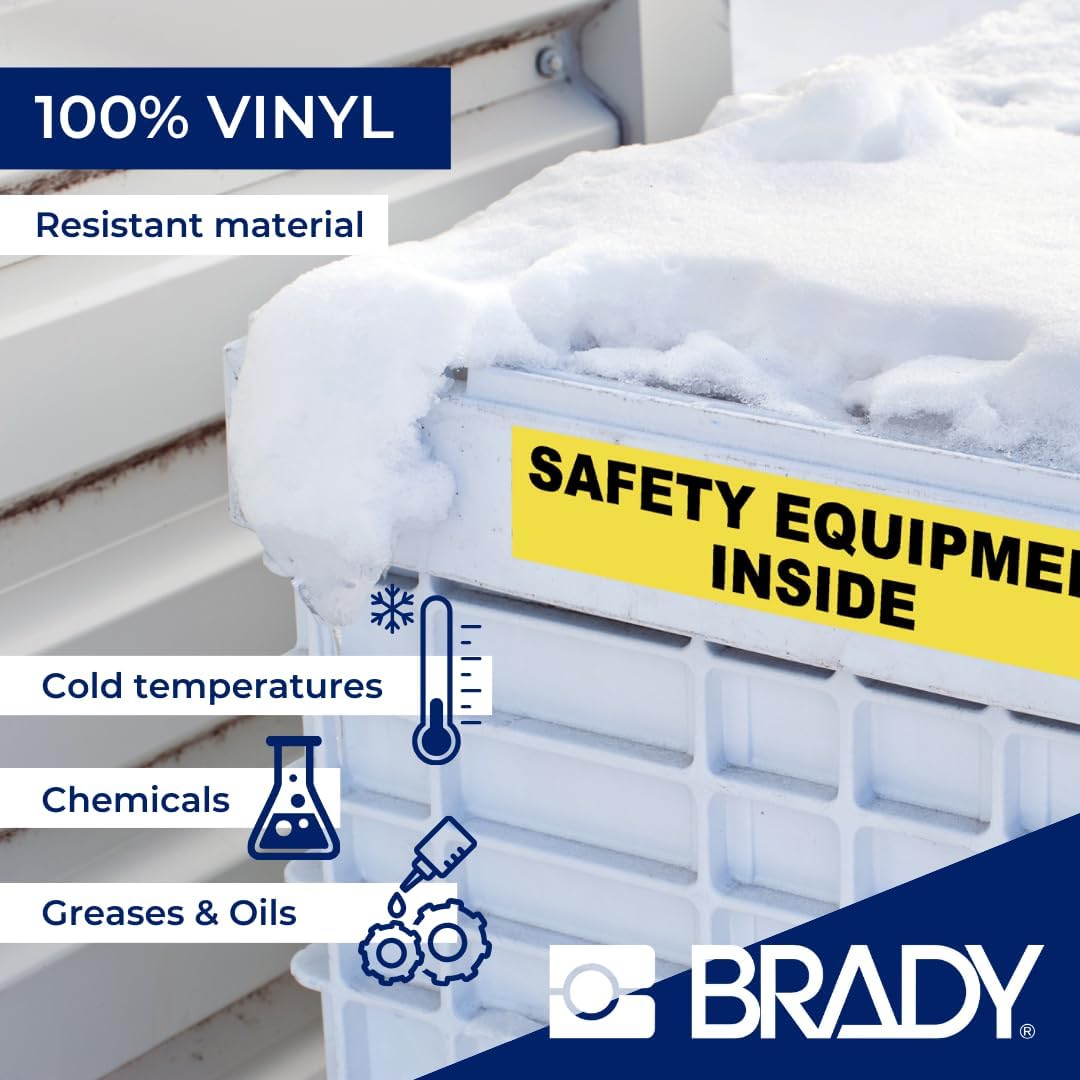 Brady Authentic (M21-500-595-WT) All-Weather Vinyl Label for Indoor/Outdoor ID, Lab and Equipment Labeling, Black on White- For M210, M210-LAB, M211, BMP21-PLUS and BMP21-LAB Printers, .5" W 21' L