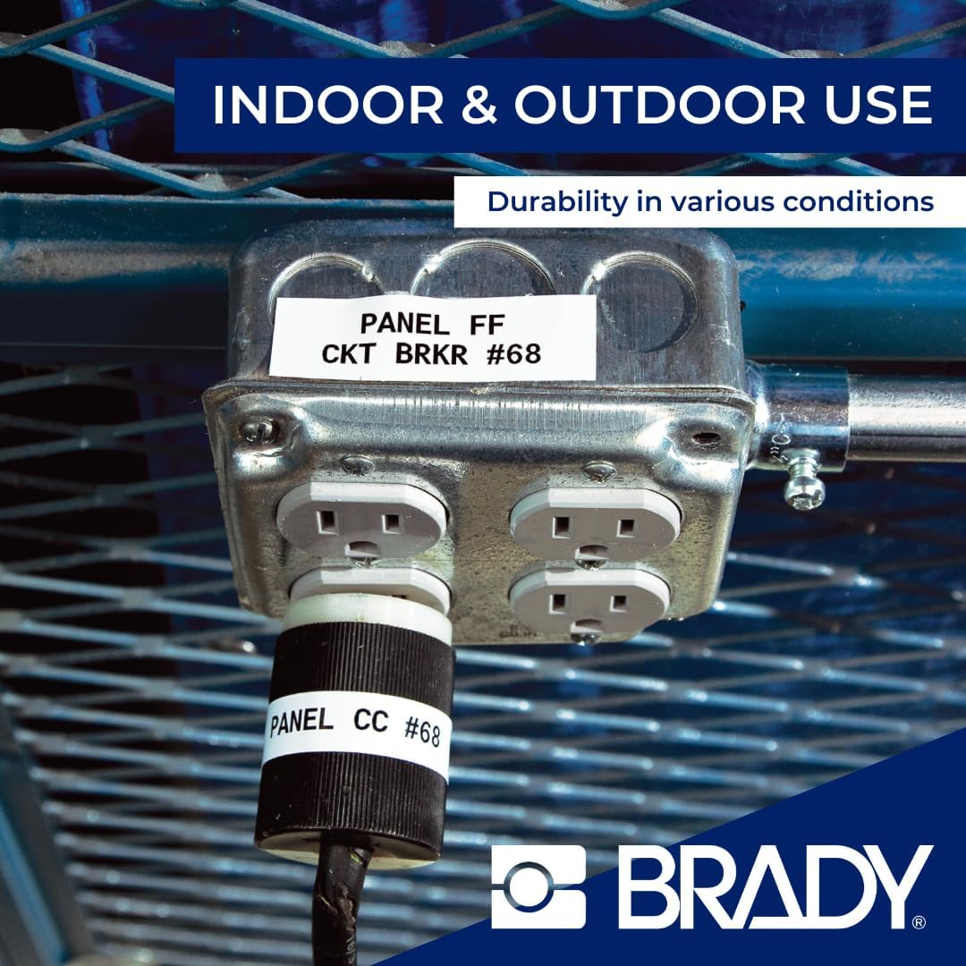 Brady Authentic (M21-500-595-WT) All-Weather Vinyl Label for Indoor/Outdoor ID, Lab and Equipment Labeling, Black on White- For M210, M210-LAB, M211, BMP21-PLUS and BMP21-LAB Printers, .5" W 21' L