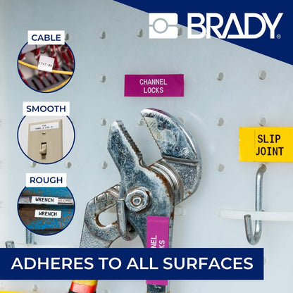 Brady Authentic (M21-500-595-WT) All-Weather Vinyl Label for Indoor/Outdoor ID, Lab and Equipment Labeling, Black on White- For M210, M210-LAB, M211, BMP21-PLUS and BMP21-LAB Printers, .5" W 21' L