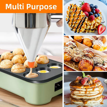 40 OZ Multi-Functional Pancake Batter Dispenser, Multi-Caliber Stainless Steel Funnel Cake Dispenser with Stand Great for Pancakes,Cupcakes,Chocolate Balls and Baked Goods (1200ml)