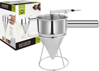 40 OZ Multi-Functional Pancake Batter Dispenser, Multi-Caliber Stainless Steel Funnel Cake Dispenser with Stand Great for Pancakes,Cupcakes,Chocolate Balls and Baked Goods (1200ml)
