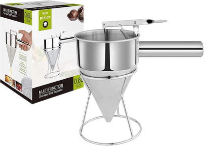 40 OZ Multi-Functional Pancake Batter Dispenser, Multi-Caliber Stainless Steel Funnel Cake Dispenser with Stand Great for Pancakes,Cupcakes,Chocolate Balls and Baked Goods (1200ml)