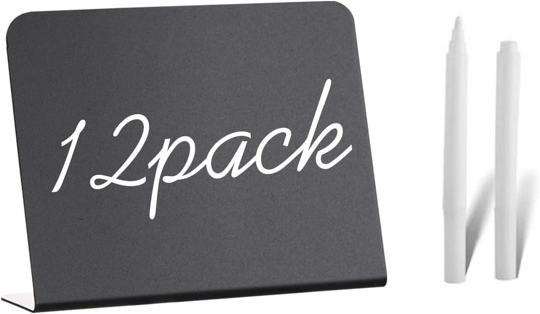 12 Pack 4"x3"Mini Chalkboard Signs for Chalk Sign for Food - Party - Buffet - Table Sign Chalkboard - Wedding - Bakery - Small