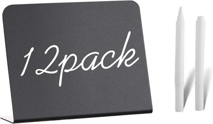 12 Pack 4"x3"Mini Chalkboard Signs for Chalk Sign for Food - Party - Buffet - Table Sign Chalkboard - Wedding - Bakery - Small