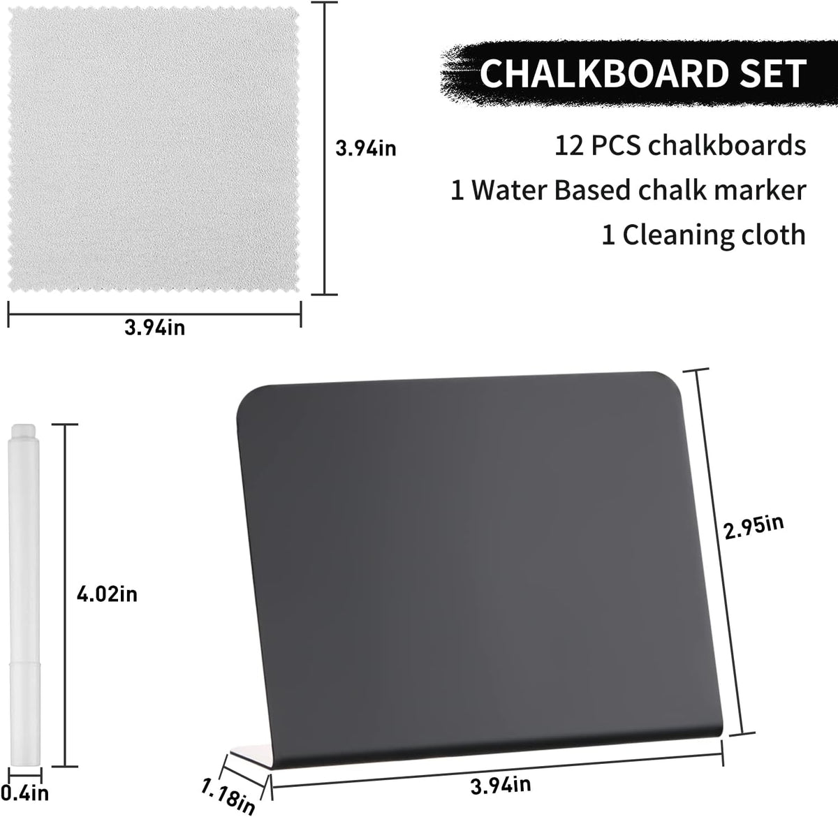 12 Pack 4"x3"Mini Chalkboard Signs for Chalk Sign for Food - Party - Buffet - Table Sign Chalkboard - Wedding - Bakery - Small