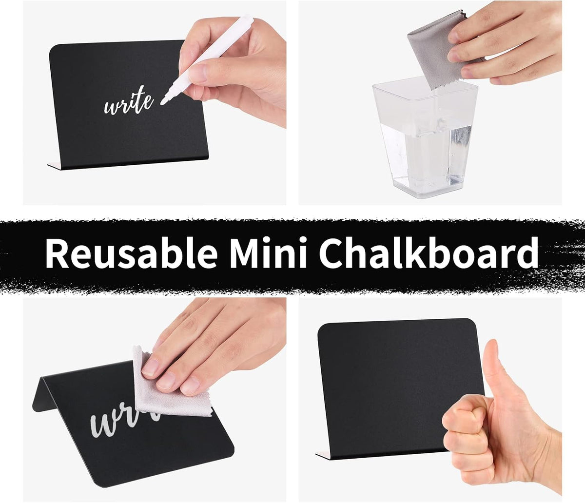12 Pack 4"x3"Mini Chalkboard Signs for Chalk Sign for Food - Party - Buffet - Table Sign Chalkboard - Wedding - Bakery - Small