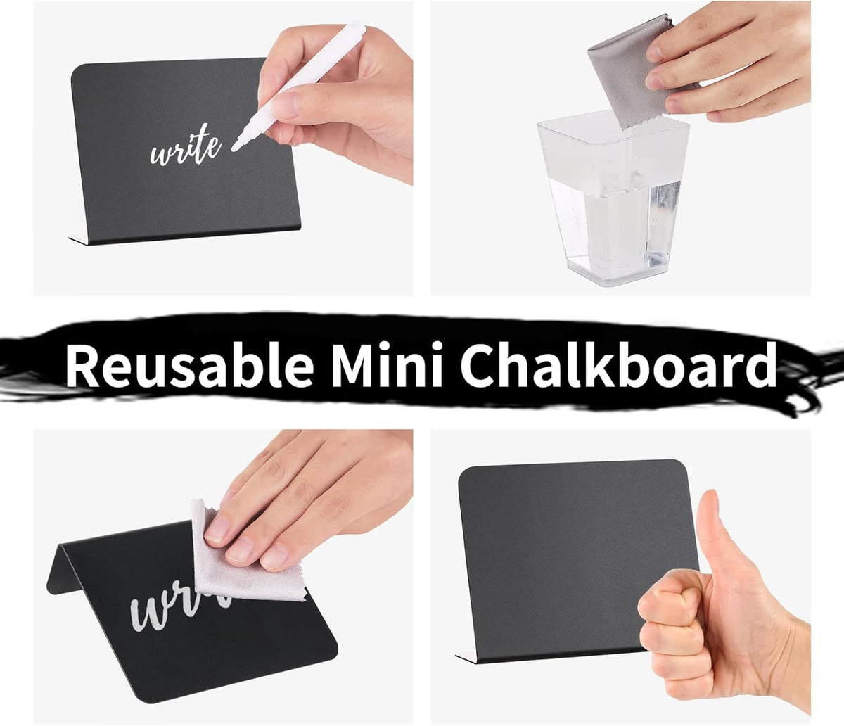 12 Pack 4"x3"Mini Chalkboard Signs for Chalk Sign for Food - Party - Buffet - Table Sign Chalkboard - Wedding - Bakery - Small