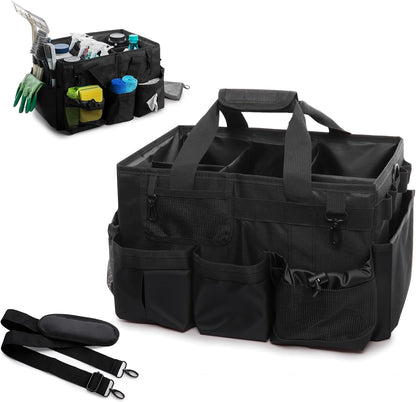 Large Cleaning Caddy Organizer, Adj Straps & Belt Dividers Heavy‑Duty | Heavy-duty Waterproof Nylon Fabric, Handle, Removable Divider, for Housekeepers, Car detailing, Kitchen Bathroom