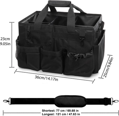Large Cleaning Caddy Organizer, Adj Straps & Belt Dividers Heavy‑Duty | Heavy-duty Waterproof Nylon Fabric, Handle, Removable Divider, for Housekeepers, Car detailing, Kitchen Bathroom