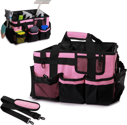 Large Cleaning Caddy Organizer, Adj Straps & Belt Dividers Heavy‑Duty | Heavy-duty Waterproof Nylon Fabric, Handle, Removable Divider, for Housekeepers, Car detailing, Kitchen Bathroom