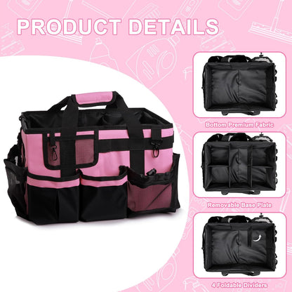 Large Cleaning Caddy Organizer, Adj Straps & Belt Dividers Heavy‑Duty | Heavy-duty Waterproof Nylon Fabric, Handle, Removable Divider, for Housekeepers, Car detailing, Kitchen Bathroom