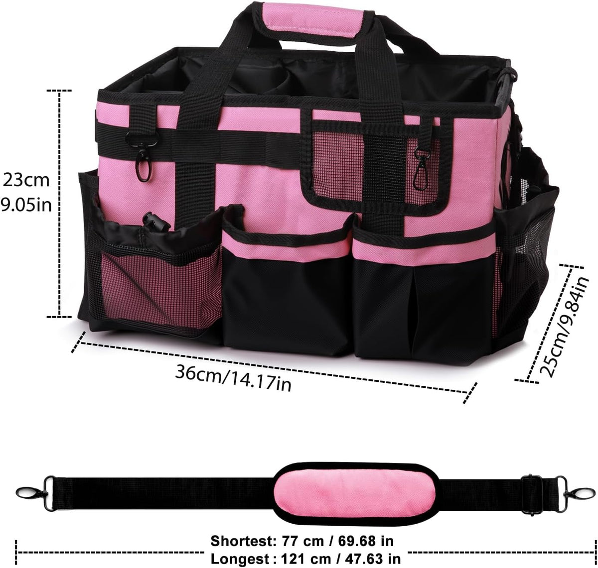 Large Cleaning Caddy Organizer, Adj Straps & Belt Dividers Heavy‑Duty | Heavy-duty Waterproof Nylon Fabric, Handle, Removable Divider, for Housekeepers, Car detailing, Kitchen Bathroom