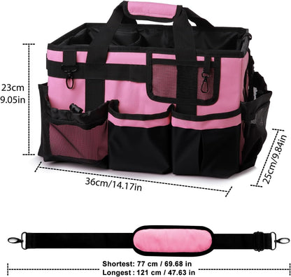 Large Cleaning Caddy Organizer, Adj Straps & Belt Dividers Heavy‑Duty | Heavy-duty Waterproof Nylon Fabric, Handle, Removable Divider, for Housekeepers, Car detailing, Kitchen Bathroom