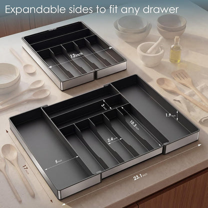 Silverware Drawer Organizer, 9 Slots Expandable Kitchen Drawer Organizer