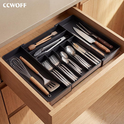 Silverware Drawer Organizer, 9 Slots Expandable Kitchen Drawer Organizer