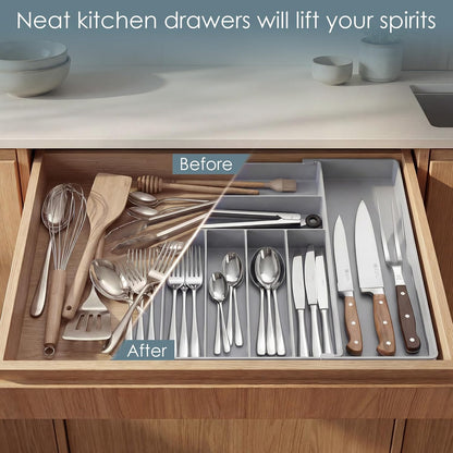 Silverware Drawer Organizer, 9 Slots Expandable Kitchen Drawer Organizer