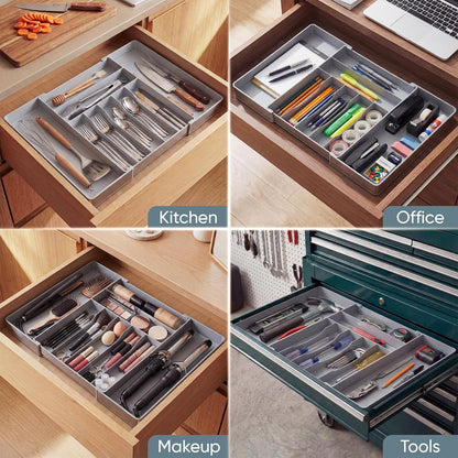 Silverware Drawer Organizer, 9 Slots Expandable Kitchen Drawer Organizer