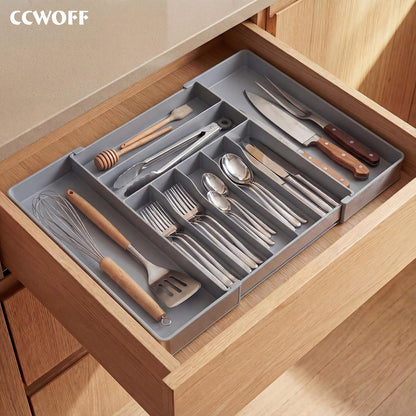 Silverware Drawer Organizer, 9 Slots Expandable Kitchen Drawer Organizer
