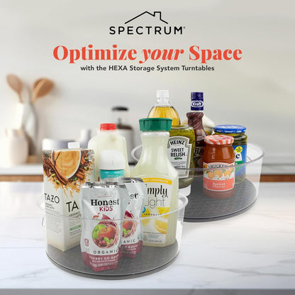 Medium Lazy Susan Organizers 9.5 in Pack of 2 for Cabinet Pantry Table Rotating Kitchen Storage Spice Rack Fridge Organization, Charcoal Gray Spinning Turntable for Sauces Jams Condiments