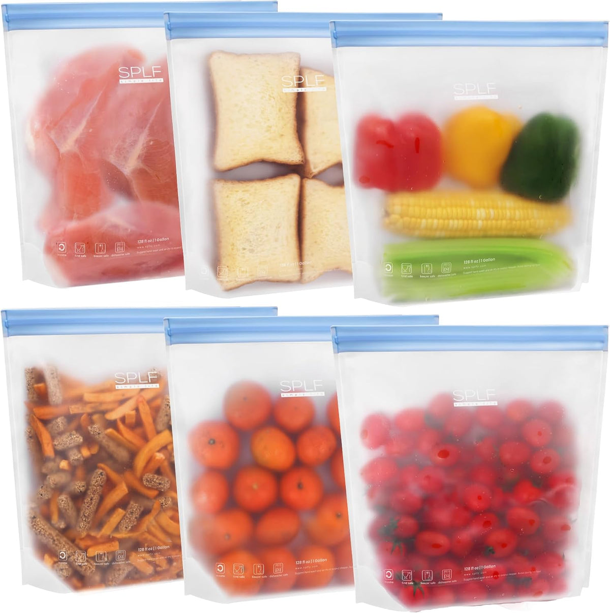 Stand-Up Reusable Quart Freezer Bags Dishwasher Safe