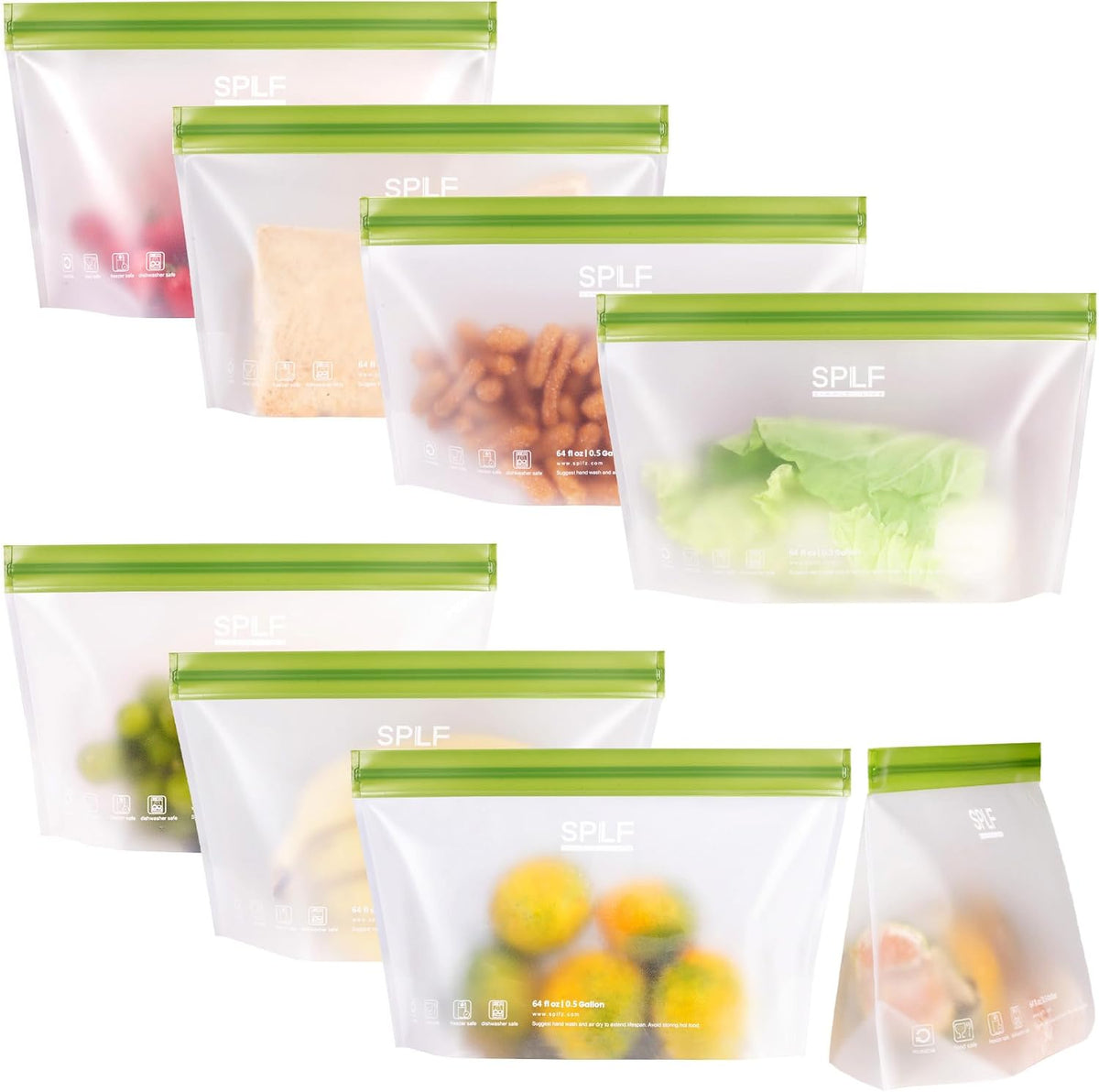 Stand-Up Reusable Quart Freezer Bags Dishwasher Safe
