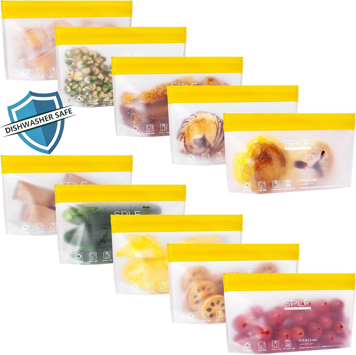 Stand-Up Reusable Quart Freezer Bags Dishwasher Safe