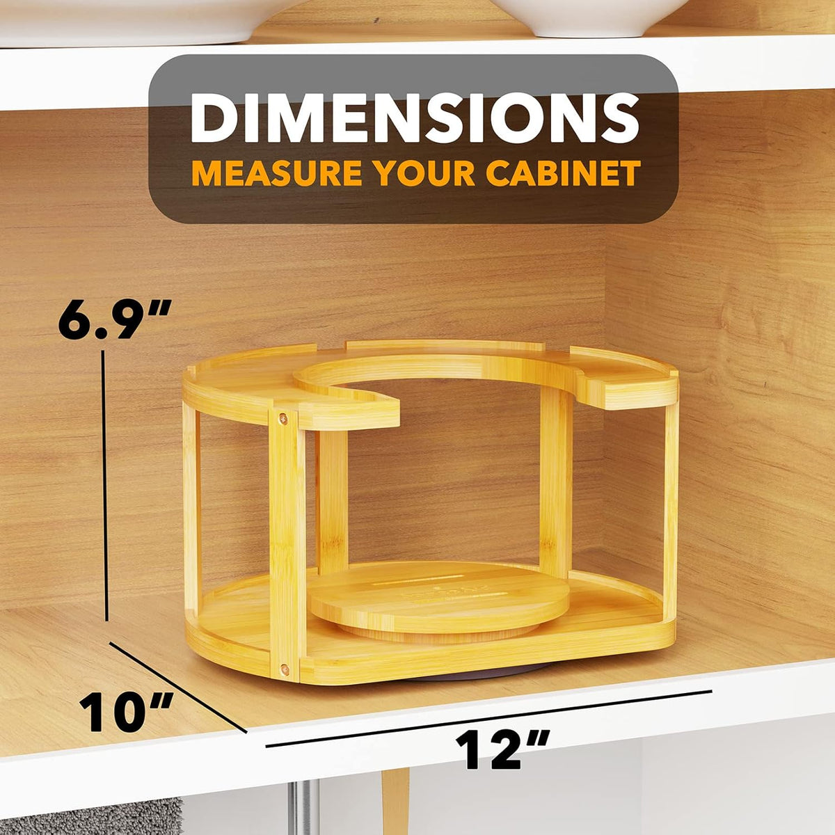 2 Tier Bamboo Spice Rack Organizer, Lazy Susan Turntable for Cabinet, Home Kitchen Spices Spinning Rotating Shelf Racks for Pantry Seasoning Bottle Holder Storage (Two Tier, Natural)