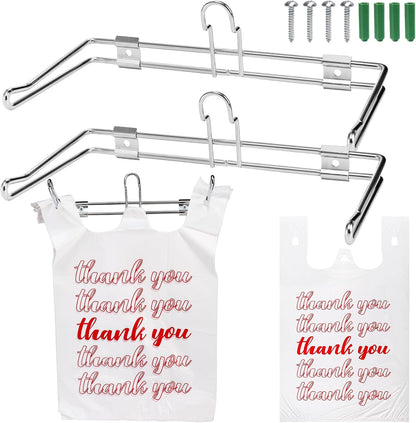 Lawei 2 Pack T-Shirt Bag Rack, Wall Mount Iron T-Shirt Bags Holder for Plastic Bags, Hanging Bag Holder/Dispenser for Grocery Store, Restaurant, Farmers Market, Retail Store and Business, 6 Inch Arms