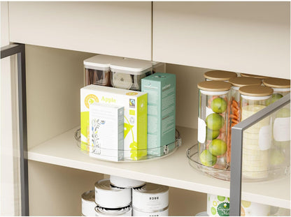 4 Pack Rotating Small Lazy Susan Turntable Organizer for Cabinet,9.5 Inch Clear Acrylic Spice Rack,Turn Table Organizers for Refrigerator,Kitchen,Pantry and Vanity Makeup,Bathroom Countertop Organizer
