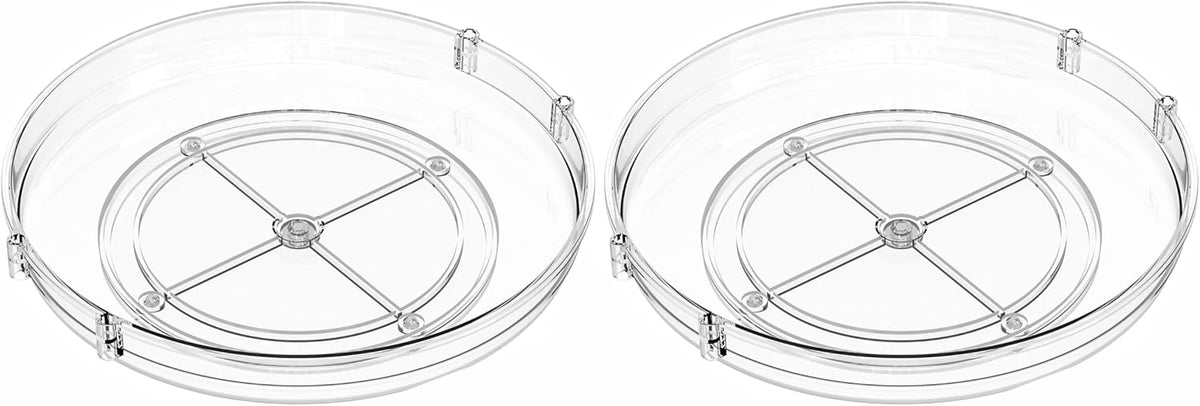 4 Pack Rotating Small Lazy Susan Turntable Organizer for Cabinet,9.5 Inch Clear Acrylic Spice Rack,Turn Table Organizers for Refrigerator,Kitchen,Pantry and Vanity Makeup,Bathroom Countertop Organizer