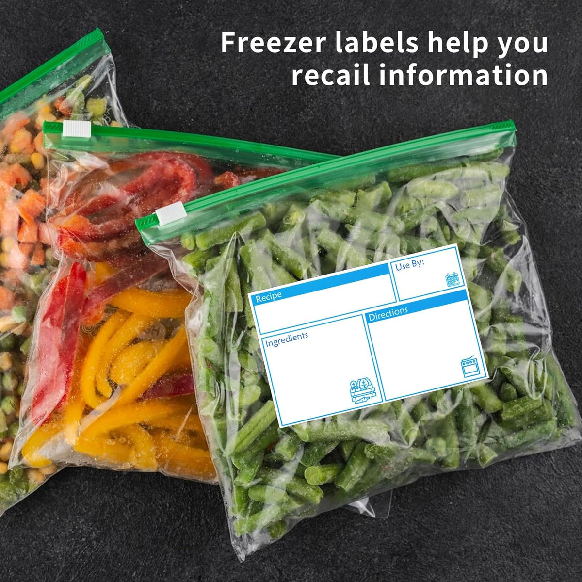 100pcs Labels for Freezer Bags Freezer Meal Labels with Instructions 3.2 X 5 inch Oil and Water Resistant Labels Food Labels for Freezer Storage for Leftovers in Fridge Removable Freezer (Red)