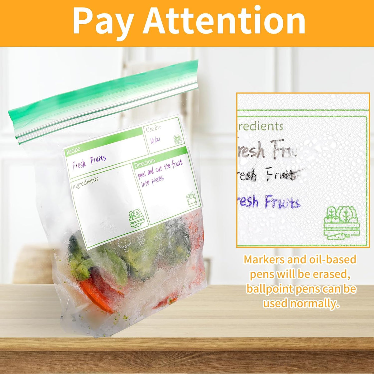 100pcs Labels for Freezer Bags Freezer Meal Labels with Instructions 3.2 X 5 inch Oil and Water Resistant Labels Food Labels for Freezer Storage for Leftovers in Fridge Removable Freezer (Red)