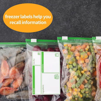100pcs Labels for Freezer Bags Freezer Meal Labels with Instructions 3.2 X 5 inch Oil and Water Resistant Labels Food Labels for Freezer Storage for Leftovers in Fridge Removable Freezer (Red)