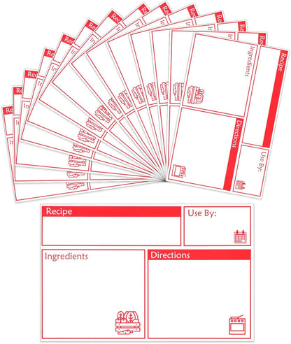100pcs Labels for Freezer Bags Freezer Meal Labels with Instructions 3.2 X 5 inch Oil and Water Resistant Labels Food Labels for Freezer Storage for Leftovers in Fridge Removable Freezer (Red)