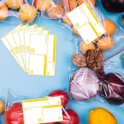 100pcs Labels for Freezer Bags Freezer Meal Labels with Instructions 3.2 X 5 inch Oil and Water Resistant Labels Food Labels for Freezer Storage for Leftovers in Fridge Removable Freezer (Red)
