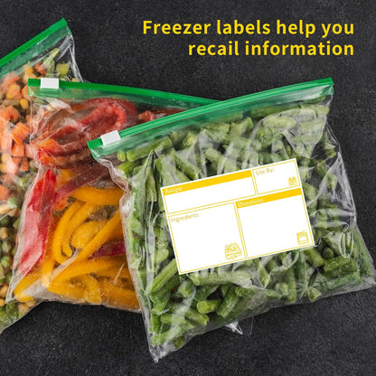 100pcs Labels for Freezer Bags Freezer Meal Labels with Instructions 3.2 X 5 inch Oil and Water Resistant Labels Food Labels for Freezer Storage for Leftovers in Fridge Removable Freezer (Red)