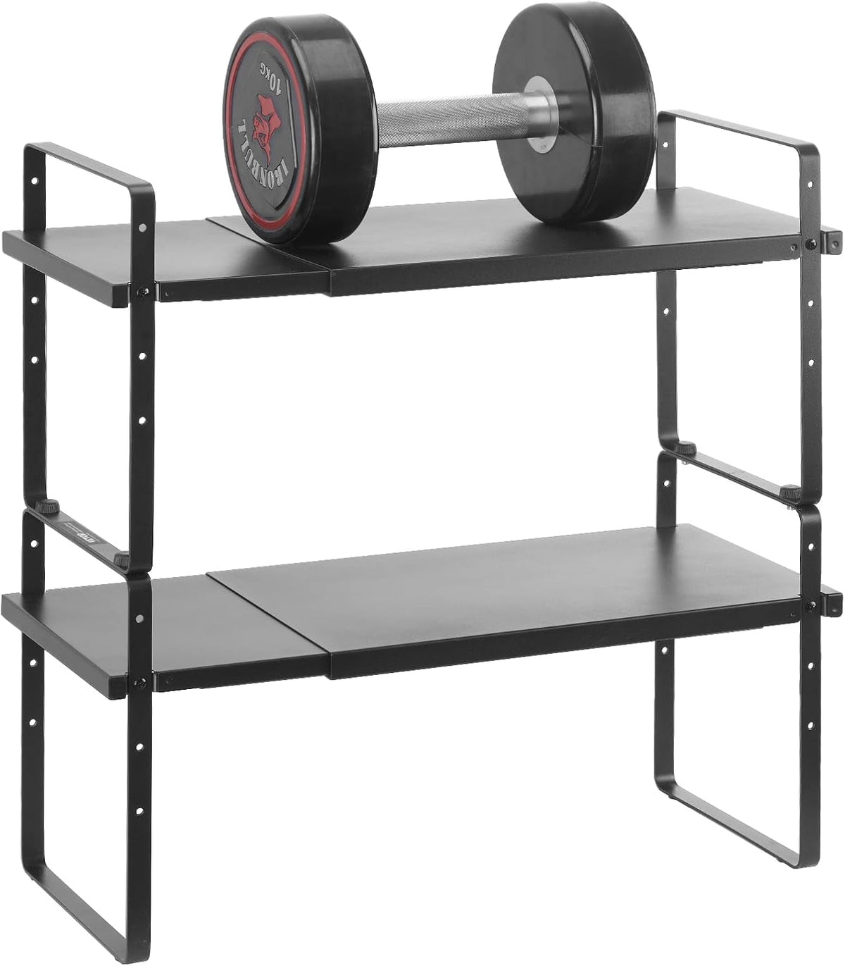 Adjustable Kitchen Cabinet Shelf Organizer, Expandable 2 Tier Cabinet Shelf, Stackable Countertop Organizers and Storage Risers, Pantry for Kitchen Bathroom Office, White