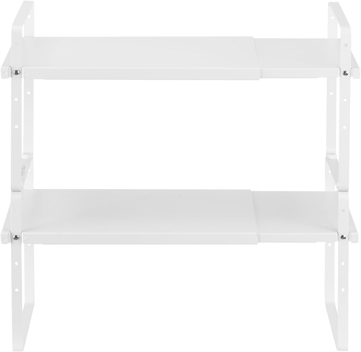Adjustable Kitchen Cabinet Shelf Organizer, Expandable 2 Tier Cabinet Shelf, Stackable Countertop Organizers and Storage Risers, Pantry for Kitchen Bathroom Office, White