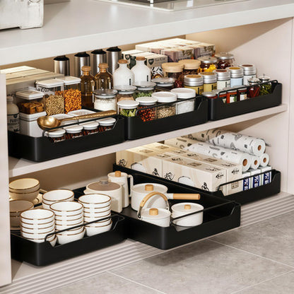 15.7'' Pull Out Cabinet Organizer Fixed with Adhesive Durable Film,Sliding Drawers for Cabinets,No Drilling Required-Stainless Steel Material,Can Be Used for Cabinets, Bathroom Sinks