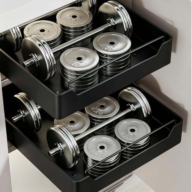 15.7'' Pull Out Cabinet Organizer Fixed with Adhesive Durable Film,Sliding Drawers for Cabinets,No Drilling Required-Stainless Steel Material,Can Be Used for Cabinets, Bathroom Sinks