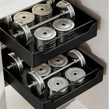 15.7'' Pull Out Cabinet Organizer Fixed with Adhesive Durable Film,Sliding Drawers for Cabinets,No Drilling Required-Stainless Steel Material,Can Be Used for Cabinets, Bathroom Sinks