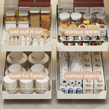 15.7'' Pull Out Cabinet Organizer Fixed with Adhesive Durable Film,Sliding Drawers for Cabinets,No Drilling Required-Stainless Steel Material,Can Be Used for Cabinets, Bathroom Sinks