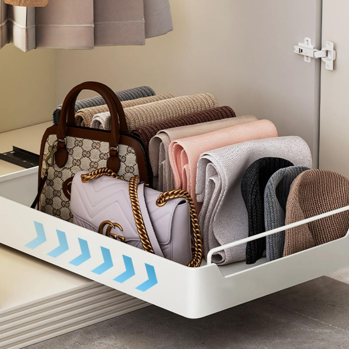 15.7'' Pull Out Cabinet Organizer Fixed with Adhesive Durable Film,Sliding Drawers for Cabinets,No Drilling Required-Stainless Steel Material,Can Be Used for Cabinets, Bathroom Sinks