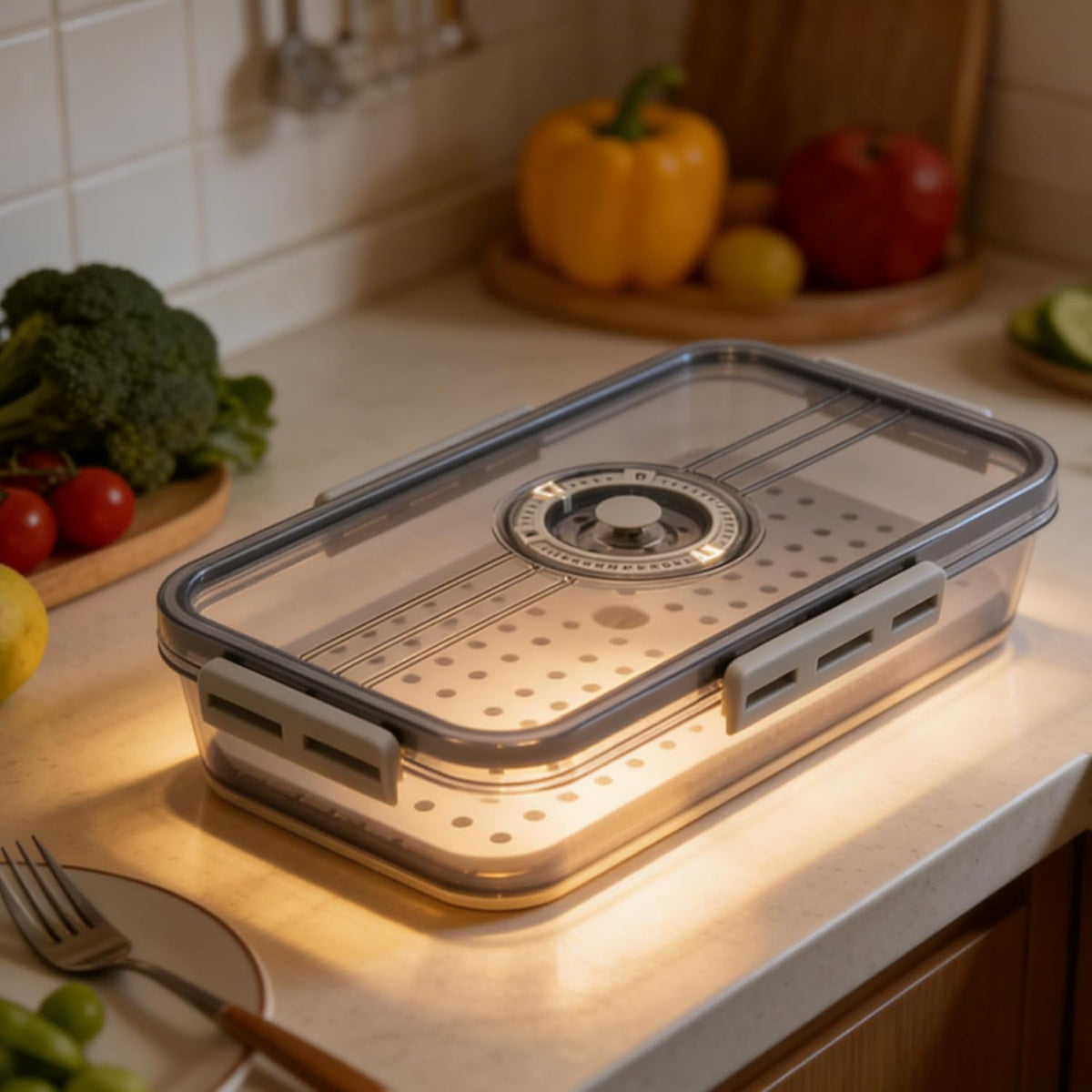 Airtight Deli Meat Container, Deli Meat Storage Box for Fridge Cold Cuts | Sealed leak-proof lid, built-in drip tray, keeps sliced meat fresh inside refrigerator