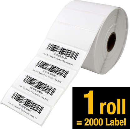 2 5/8" X 1” Direct Thermal Labels 2000 Per Roll Perforated